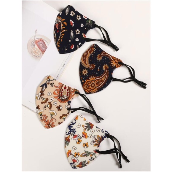 Accessories - Bohemian Floral Paisley Print Face Mask Set